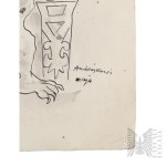 Maja (Maria) Berezowska (Baranovichi, 1898 – 1978, Warsaw) – “The Feast,” Watercolor &amp; Ink on Paper (Nude, Antiquity, Classical Antiquity) - Collection of Andrzej Czernik of the Orwał/Orwat Coat of Arms.