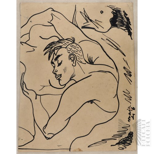 [EROTYK] Maja (Maria) Berezowska (Baranowicze 1898 - 1978 Warszawa) - Polska - Kobieta & Mężczyzna (Zmysły, Frywolność, Erotyka) - Kolekcja Andrzej Czernik Herbu Orwał/Orwat