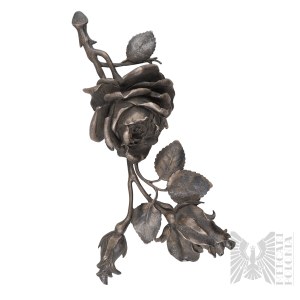 [ARGENTO] Rosa decorativa da applicare su portacandele/scatola/cofanetto