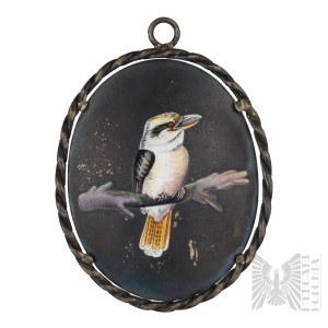 [0.925 SILVER] Great Britain - 20th century, 1911 - Charles S. Green &amp; Co - Badge depicting a Laughing Kookaburra (Bird, Ornithology, Biology)