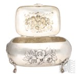 [0.800 SILVER] - Germany - 19th century, before 1886 (?) - Sugar Bowl with Rose Decoration (Tableware, Silverware)