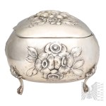 [0.800 SILVER] - Germany - 19th century, before 1886 (?) - Sugar Bowl with Rose Decoration (Tableware, Silverware)