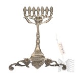[JUDAICA/SILVER] - Poland (?) - 19th/20th Century - Cap depicting a menorah (Jewish Culture, Candleholder) Cap for a Hanukkah lamp