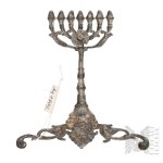 [JUDAICA/SILVER] - Poland (?) - 19th/20th Century - Cap depicting a menorah (Jewish Culture, Candleholder) Cap for a Hanukkah lamp