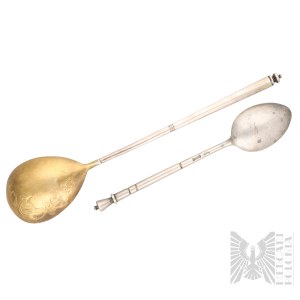 [ARGENTO 0,875] Russia imperiale - Due cucchiai d'argento, fine XIX - inizio XX secolo