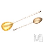 [ARGENTO 0,875] Russia imperiale - Due cucchiai d'argento, fine XIX - inizio XX secolo