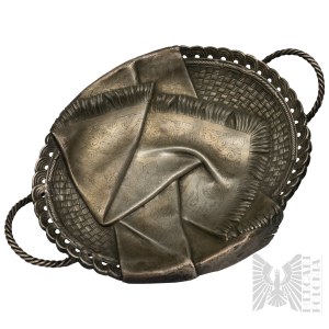 [PANSLAVISM - SILVER] Silver Tray / Bread Basket “Trompe-l’œil” (“Deception of the Eye”)—Moscow, 1896 (Tableware)