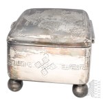 [0.875 SILVER] - Jan Pogorzelski - 19th century, 1872 - Warsaw - Box-shaped Sugar Bowl with Floral Ornament; Tableware, Table Arts, Vessels, Varsaviana, Tsarist Russia