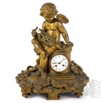 19th-Century Neo-Rococo, Gilded Louis XVI-Style Clock—Putto on a Neoclassical Column, Andrzej Czernik Collection, ZEGARMISTRZOSTWO