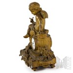 19th-Century Neo-Rococo, Gilded Louis XVI-Style Clock—Putto on a Neoclassical Column, Andrzej Czernik Collection, ZEGARMISTRZOSTWO