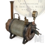 Second Polish Republic—Warsaw, W. Danecki and E. Weiss Technical Office, Small-Scale Model of a VARSAVIANA Horizontal Steam Boiler - TECHNOLOGY - SECOND POLISH REPUBLIC - PRESSURE GAUGE - STEAM BOILER - STEAM GENERATOR - EDUCATIONAL MODEL