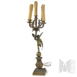19th Century - Empre-Style Candelabra with a Putto Holding a Bow (Cupid), Gilded Bronze