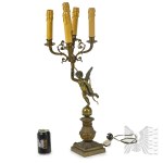 19th Century - Empre-Style Candelabra with a Putto Holding a Bow (Cupid), Gilded Bronze