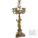 19th/20th Century - Gilded Bronze Candelabra with a Decorative Putto Figure - Louis XV Style, Neo-Rococo