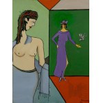 Krzysztof Kulicki Kulwietis [1938-2026] - Polska - XX/XXI wiek - Piękność Starego Egiptu, Olej na Płótnie Art Brut, Portret Kobiecy