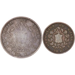 Chile - 1953 50 and 1955 20 Centavos LOT