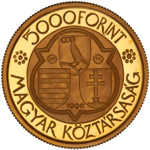Hungary - Republic gold Proof 5000 Forint 1990 BP