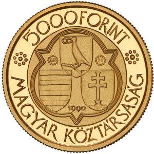 Hungary - Republic gold Proof 5000 Forint 1990 BP