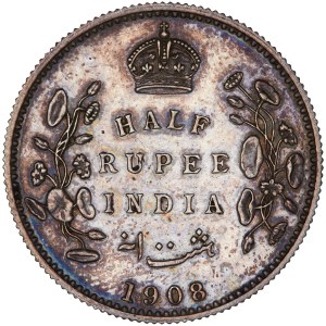 India - Edward VII. 1/2 Rupee, 1908-(C)