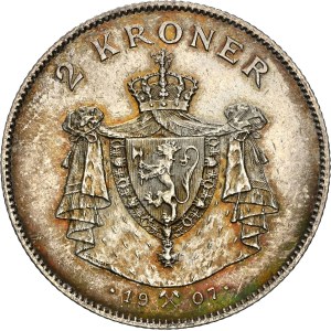 Norway - 2 Kroner, 1907. Kongsberg Mint.