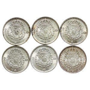Sweeden - Silver Coin LOT - 6 pcs