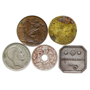 France, Belgique - Lot de pièces et médailles