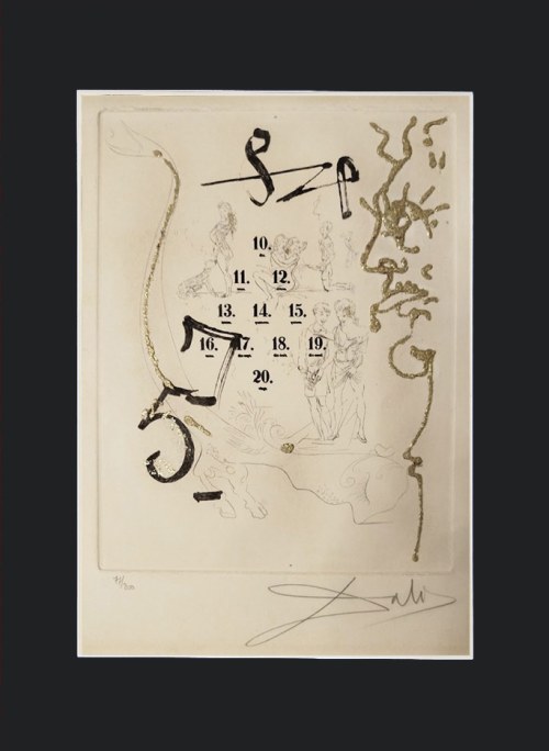 Salvador Dali (1904-1989), Le Crapaud (Ropucha) z portfolio ''Les Amours Jaunes'', Akwaforta ze złoceniam. (Certyfikat), 1974