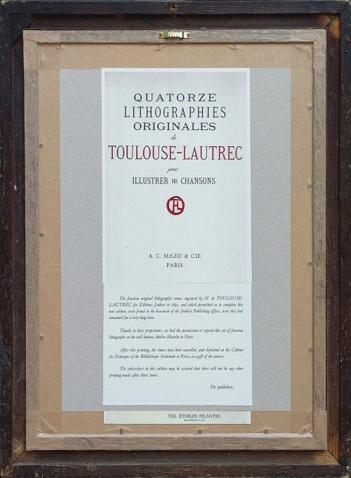 Henri de Toulouse-Lautrec (1864 - 1901), ‘’Etoiles Filantes’’, VIII Loys Delteil no 136, z portfolio “Quatorze lithographies originales pour illustrer des chansons”, 1978
