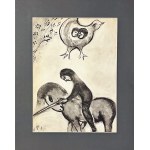 Marc Chagall (1887-1985 ), Zazdrosny i okrutny mąż (Le Mari Jaloux et Cruel ) z cyklu „Contes de Boccace„ ( Dekameron Boccacia), 1950