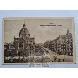 Katowice, Kattowitz, synagogue, street, ca. 1920