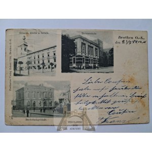 Bytom, Beuthen: church, school, bank, 1899