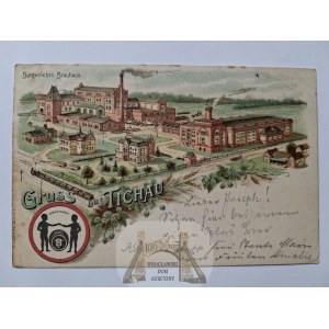 Tychy, Tichau, brewery, lithograph, 1899