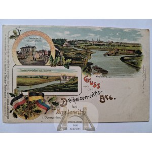 Mysłowice, Myslowitz, The Triangle of the Three Emperors, lithograph, ca. 1900