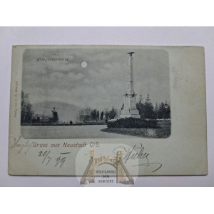 Prudnik, Neustadt, monument, moonlight, 1899