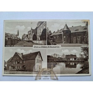Walce near Prudnik, Krapkowice, school, palace, pond, street, ca. 1938