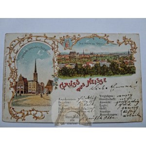 Nysa, Neisse, litografia, 1898