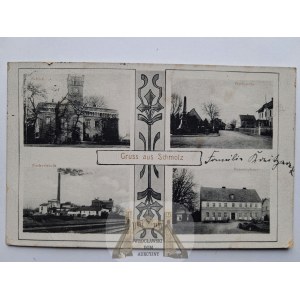Smolec, k. Wrocław, Kąty Wrocławskie, cukrownia, pałac, 1916