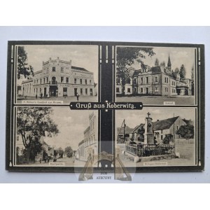 Kobierzyce near Wrocław: a palace, a street, an inn, a monument, ca. 1916