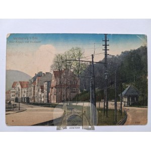Wałbrzych, Waldenburg, street, tram tracks, 1914