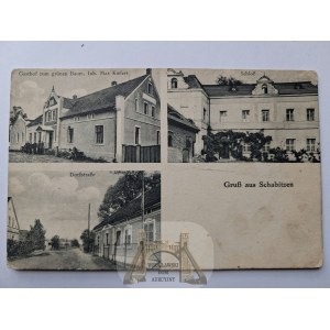 Żabice near Chocianów, a palace, an inn, a street, ca. 1920