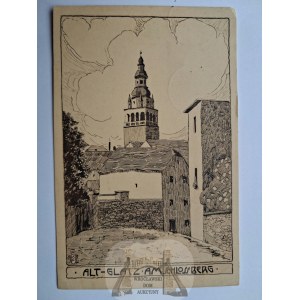 Kłodzko, Glatz, Am Schlossberg, graficzna, 1913