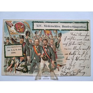 Jelenia Góra, Hirschberg, spevácky festival, 1900, litografia