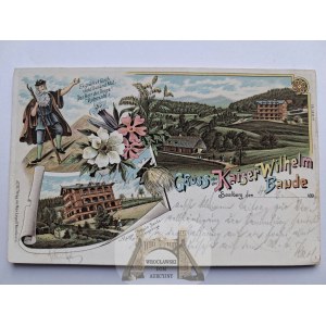 Zachełmie, Saalberg, Kaiser Wilhelm Baude, litografia, 1899
