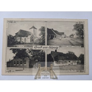 Żabice near Górzyce, Słubice, an inn, a church, a school, a bakery, ca. 1914