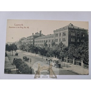 Kostrzyn, Custrin, koszary, tramwaj konny, ok. 1914