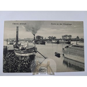 Kostrzyn, Custrin, Odra, steamboat, 1918
