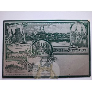 Zbąszyń, Bentschen, strieborná litografia, 7 pohľadov, okolo roku 1900