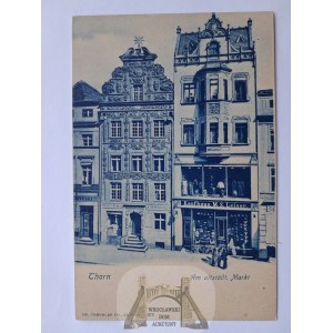 Toruń, Thorn, Market Square, townhouses, shops, ca. 1900