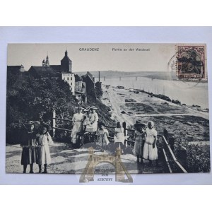 Grudziądz, Graudenz, vyhliadka na Vistulu, ľudia, okolo roku 1910