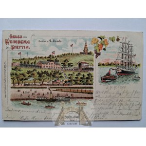 Szczecin, Stettin, Weinberg, lithograph, 1900